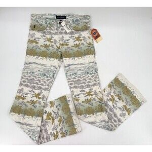 New Earl Jean Jeans Womens 28 Trapeze Bird Floral Print 5 Pocket USA Made